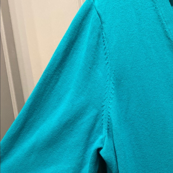 1XL Turquoise Button-Up Cardigan | Three-Quarter Sleeves | Stylish Layering Top - Picture 3 of 7